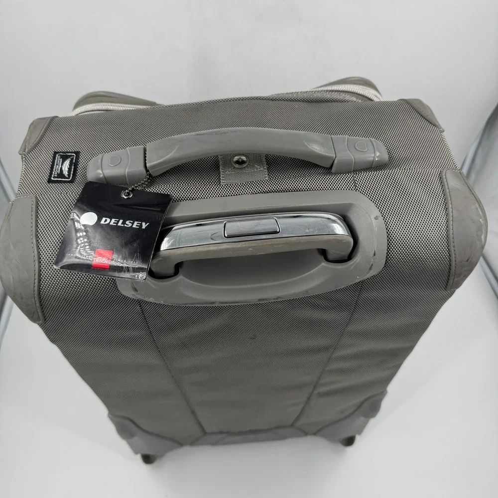 Delsey Carry On Luggage Charcoal Gray Softside Rolling Suitcase 21 Inch Upright‎